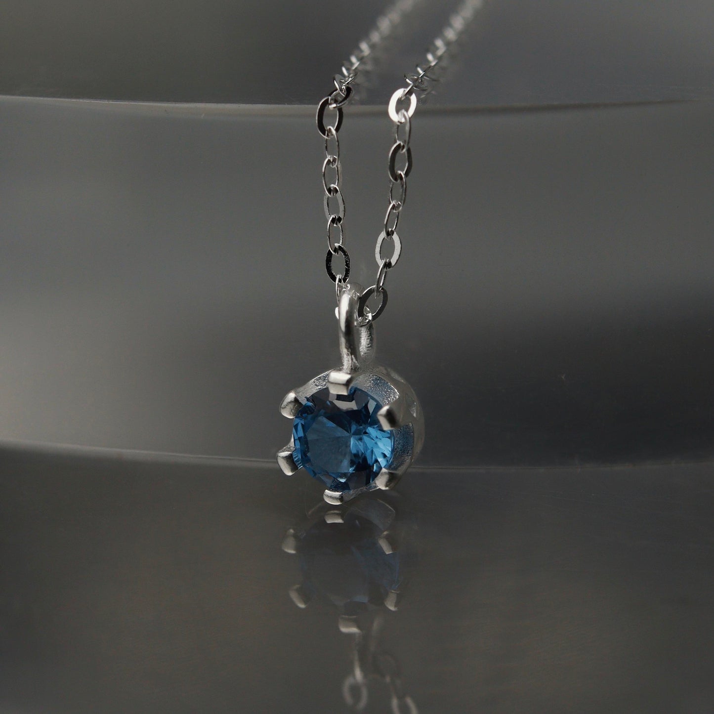 Birth Month Stones S925 Silver Pendant Chain Necklace for Women