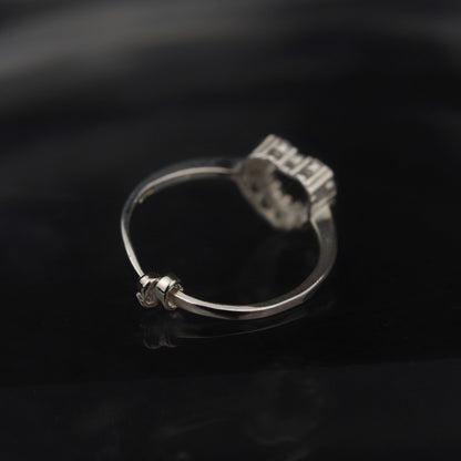 TILLIE S925 Silver Hollow Heart Adjustable Ring for Women