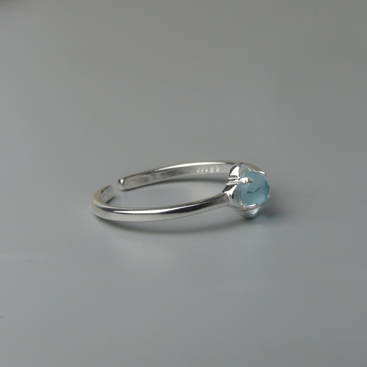 RELLA S925 Silver Round Lucky Design Adjustable Ring