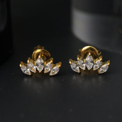 ECLAIR Small Curve Oval Shape Stud Earrings For Women's