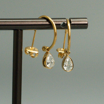 BRILLIANCE STONE Hoop Drop Earrings for Women's