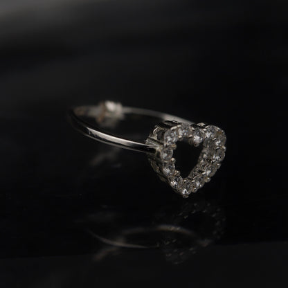 TILLIE S925 Silver Hollow Heart Adjustable Ring for Women