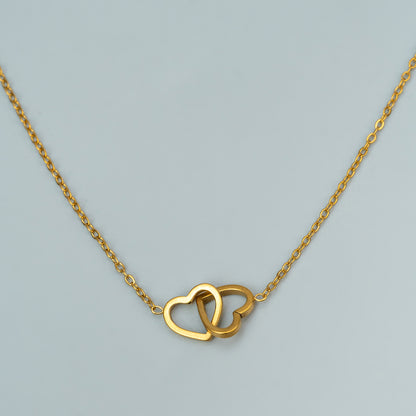 EVEN Gold/Silver Tangled 2 Hollow Heart Pendant Chain Necklace For Women's