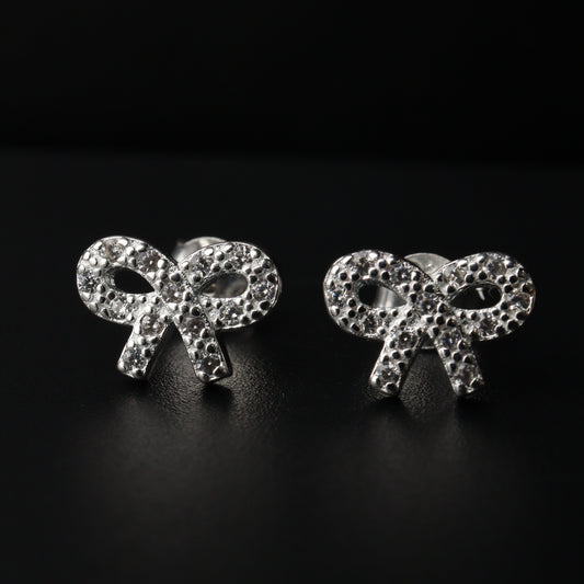 S925 Silver Ribbon Stud