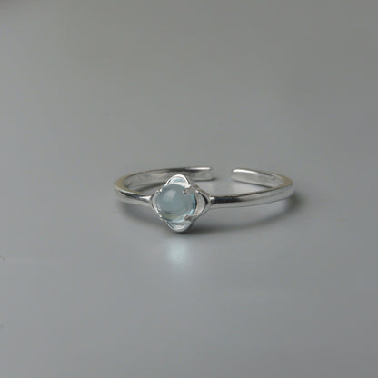 S925 Silver Versatile Shapes Embedded Adjustable Ring Women's