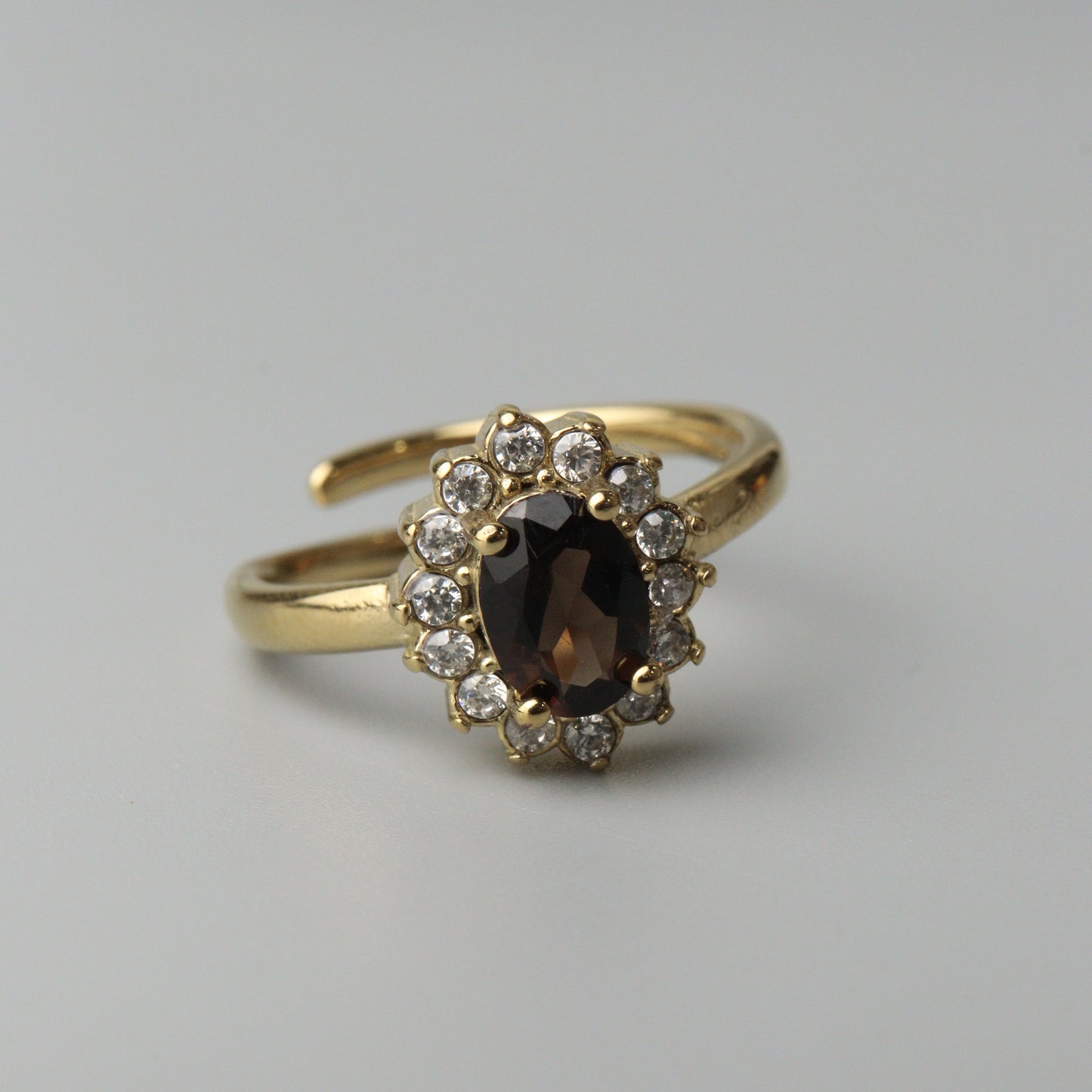 Pawnable BROWN Oval GEMSTONE Natural Quartz Adjustable Ring with AGCL Certification