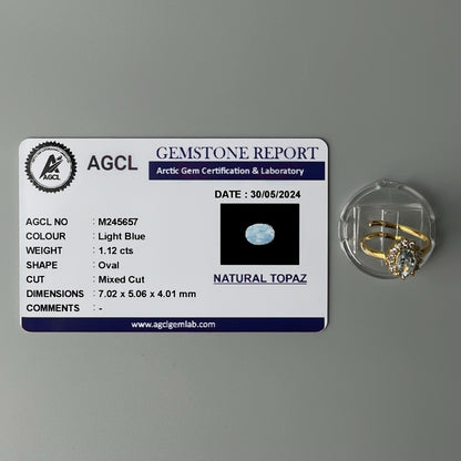 Topaz GEMSTONE Pawnable Adjustable Ring Women's Accessories with AGCL Certification