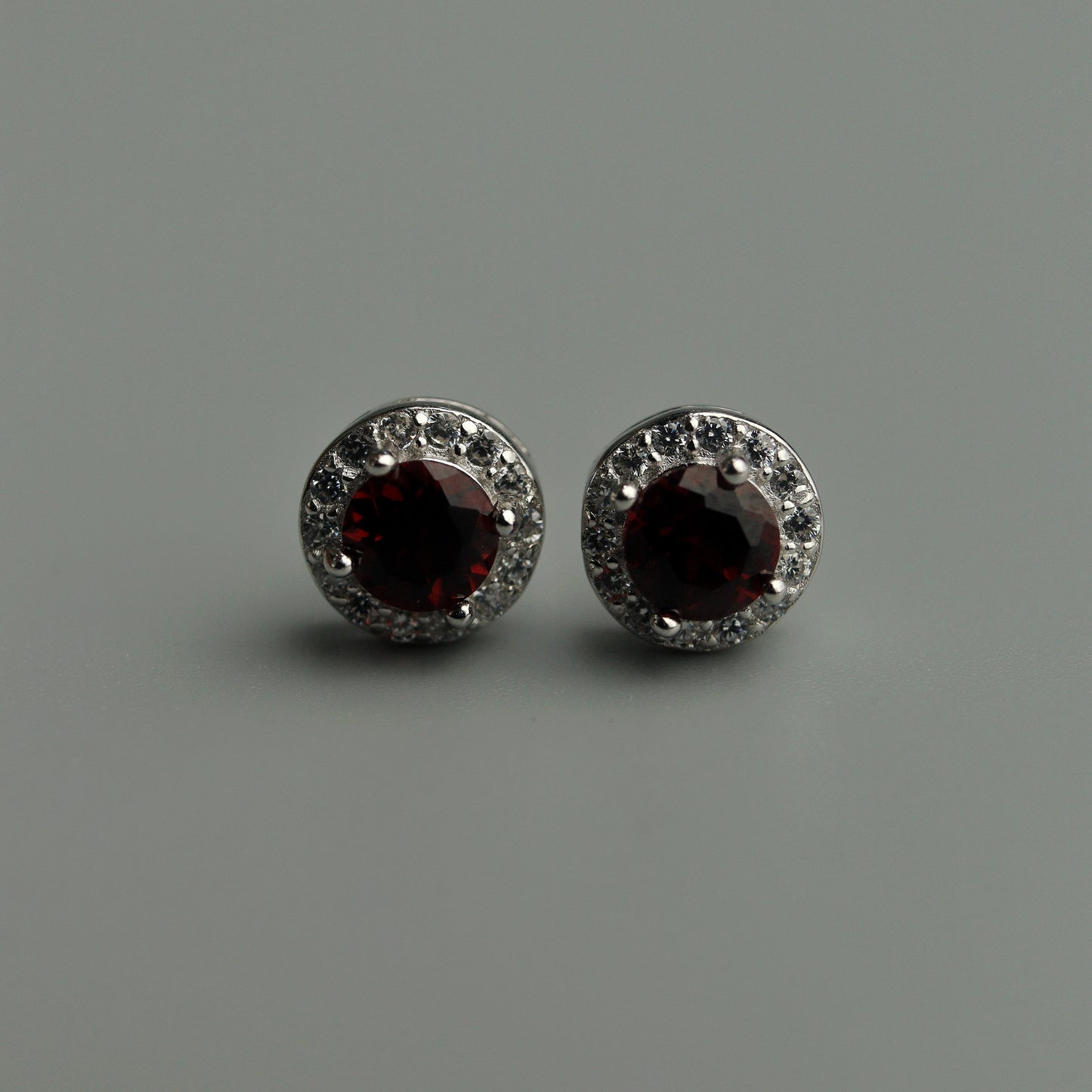 Pawnable  Rhodolite Garnet Gemstone S925 Silver Stud Earrings with AGCL Certification