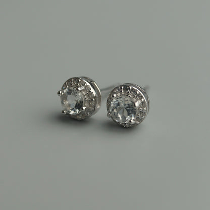 Pawnable Natural Topaz Gemstone S925 Silver Stud Earrings with AGCL Certification
