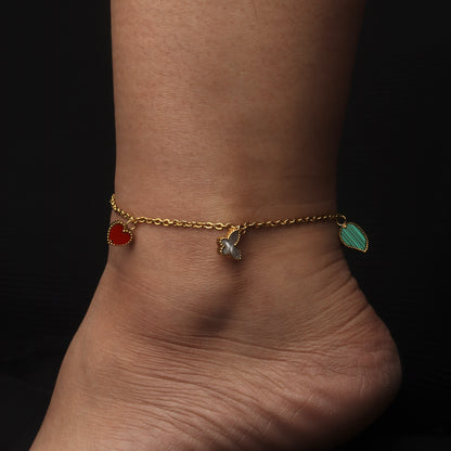 HEATHER Butterfly Heart-Shaped  Chain Anklet