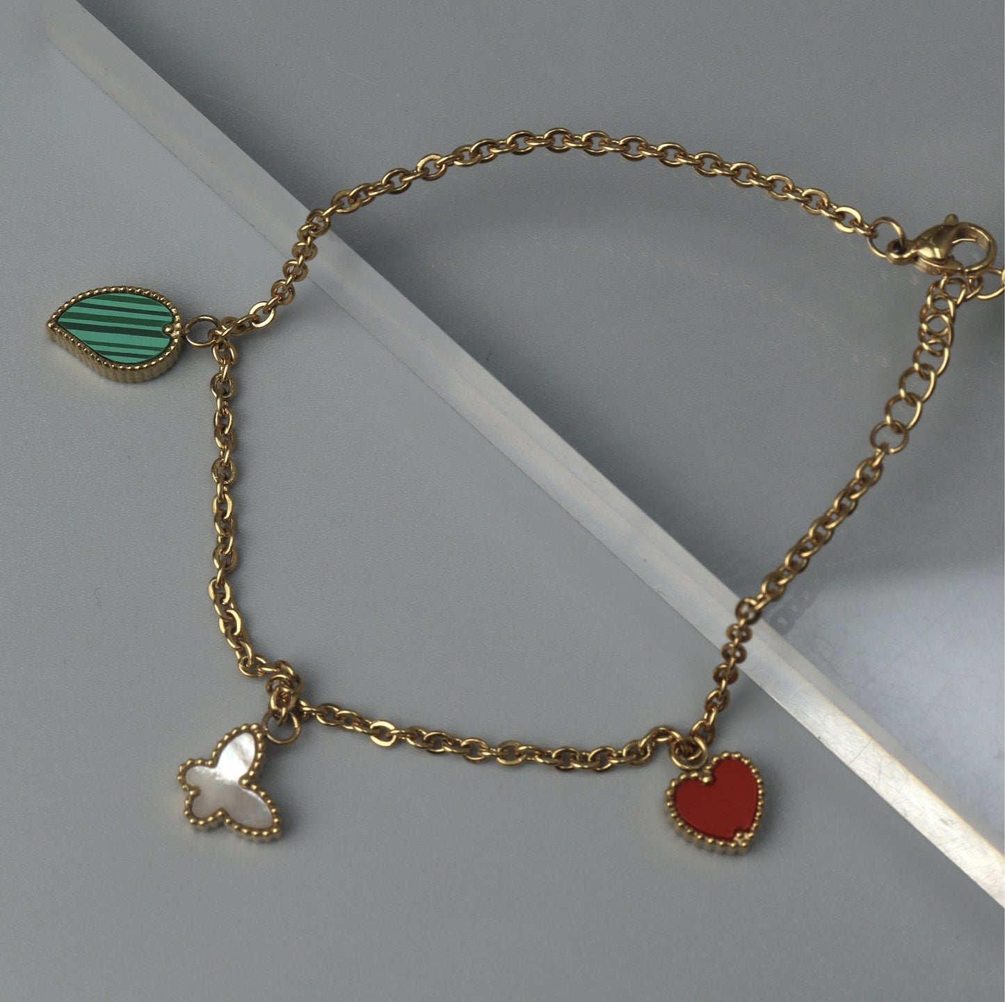 HEATHER Butterfly Heart-Shaped  Chain Anklet
