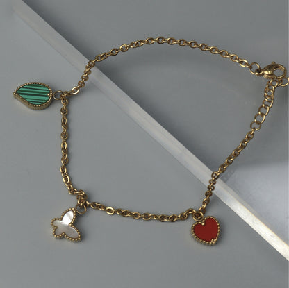 HEATHER Butterfly Heart-Shaped  Chain Anklet