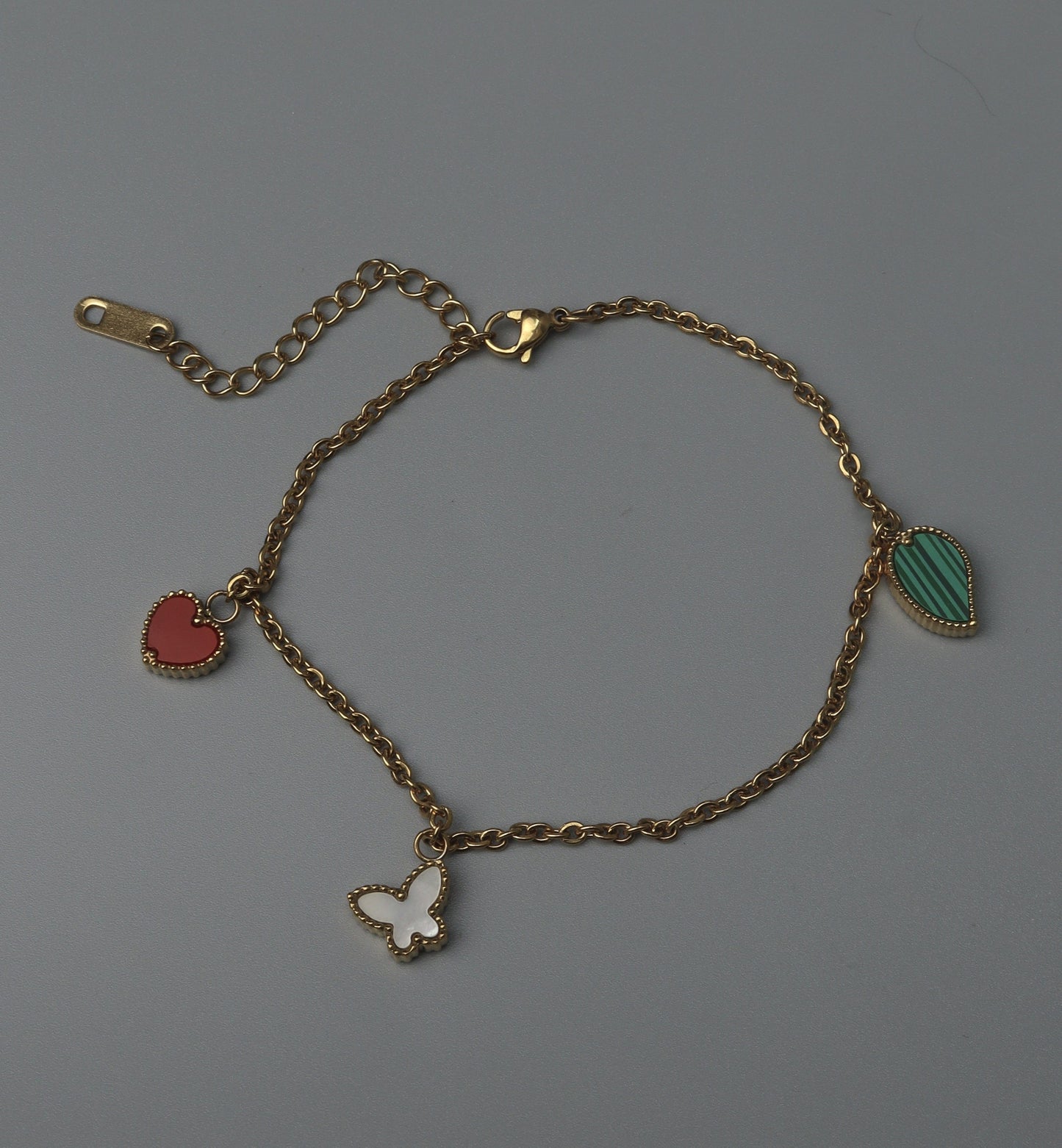HEATHER Butterfly Heart-Shaped  Chain Anklet
