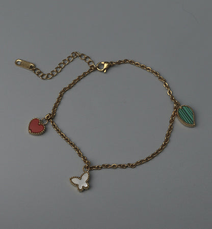 HEATHER Butterfly Heart-Shaped  Chain Anklet