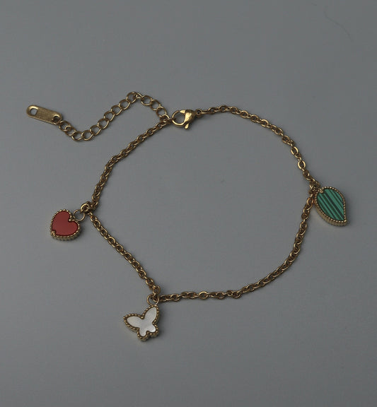 HEATHER Butterfly Heart-Shaped  Chain Anklet