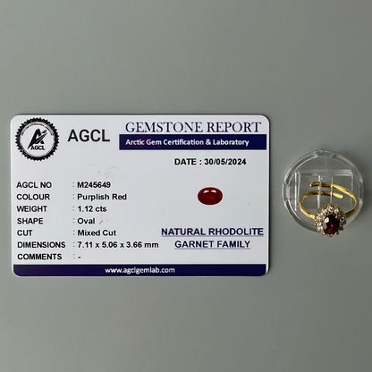 RHODOLITE GARNET GEMSTONE Pawnable Adjustable Ring Women's Accessories with AGCL Certification