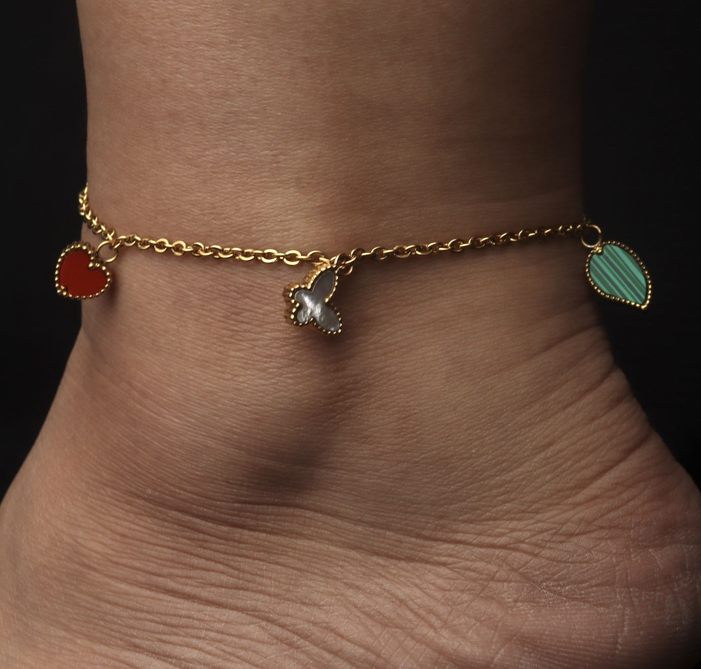 HEATHER Butterfly Heart-Shaped  Chain Anklet