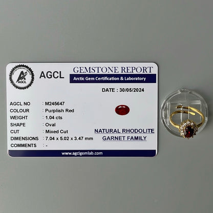 RHODOLITE GARNET GEMSTONE Pawnable Adjustable Ring Women's Accessories with AGCL Certification
