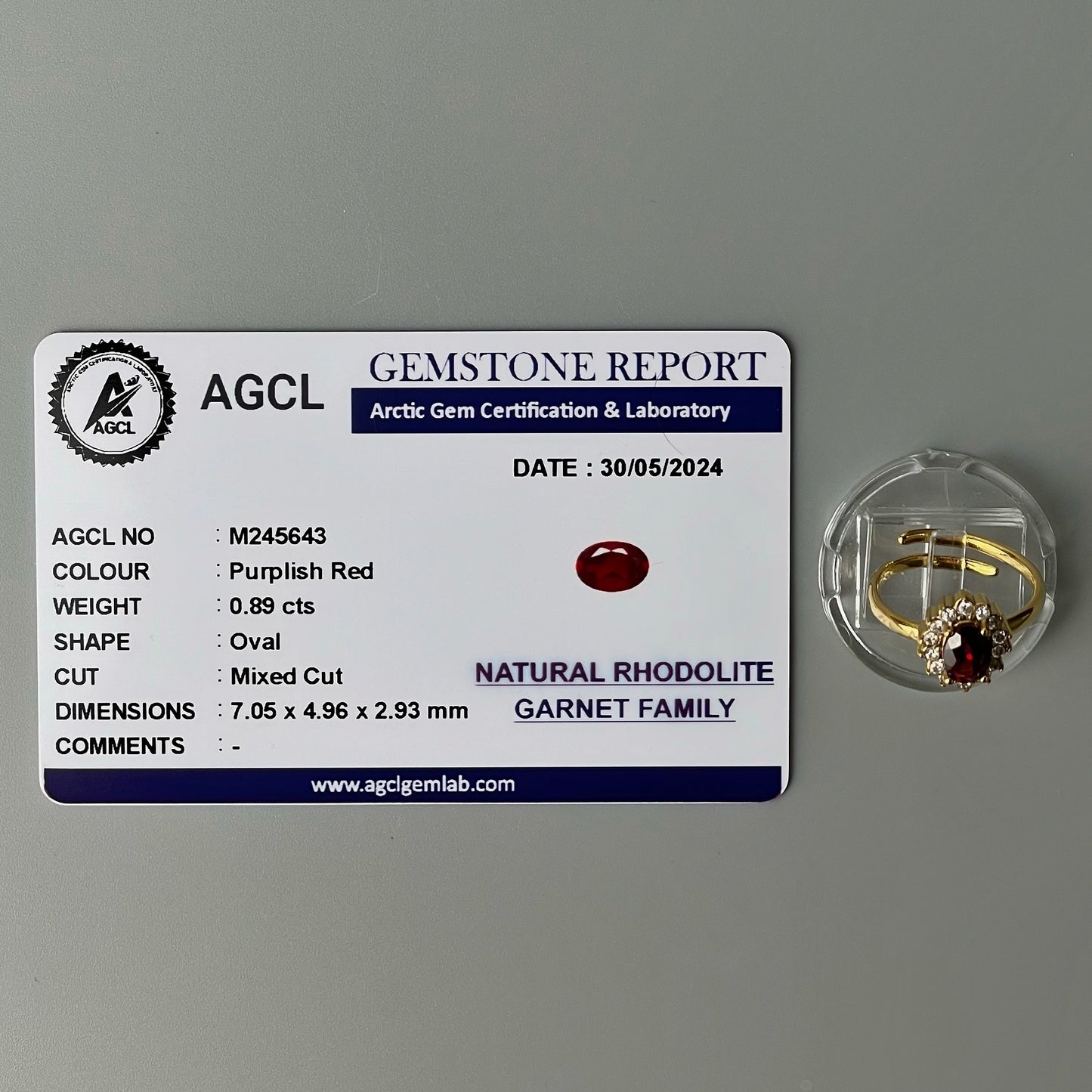RHODOLITE GARNET GEMSTONE Pawnable Adjustable Ring Women's Accessories with AGCL Certification