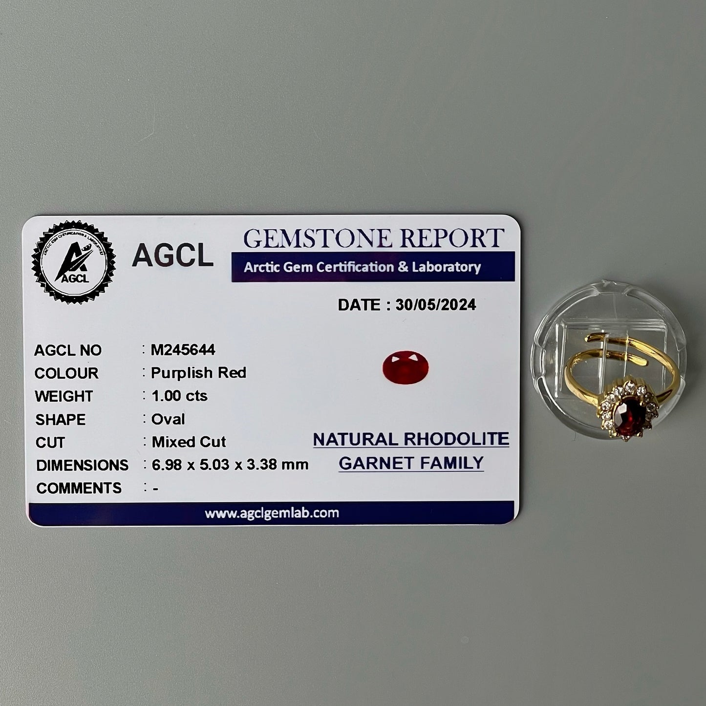 RHODOLITE GARNET GEMSTONE Pawnable Adjustable Ring Women's Accessories with AGCL Certification