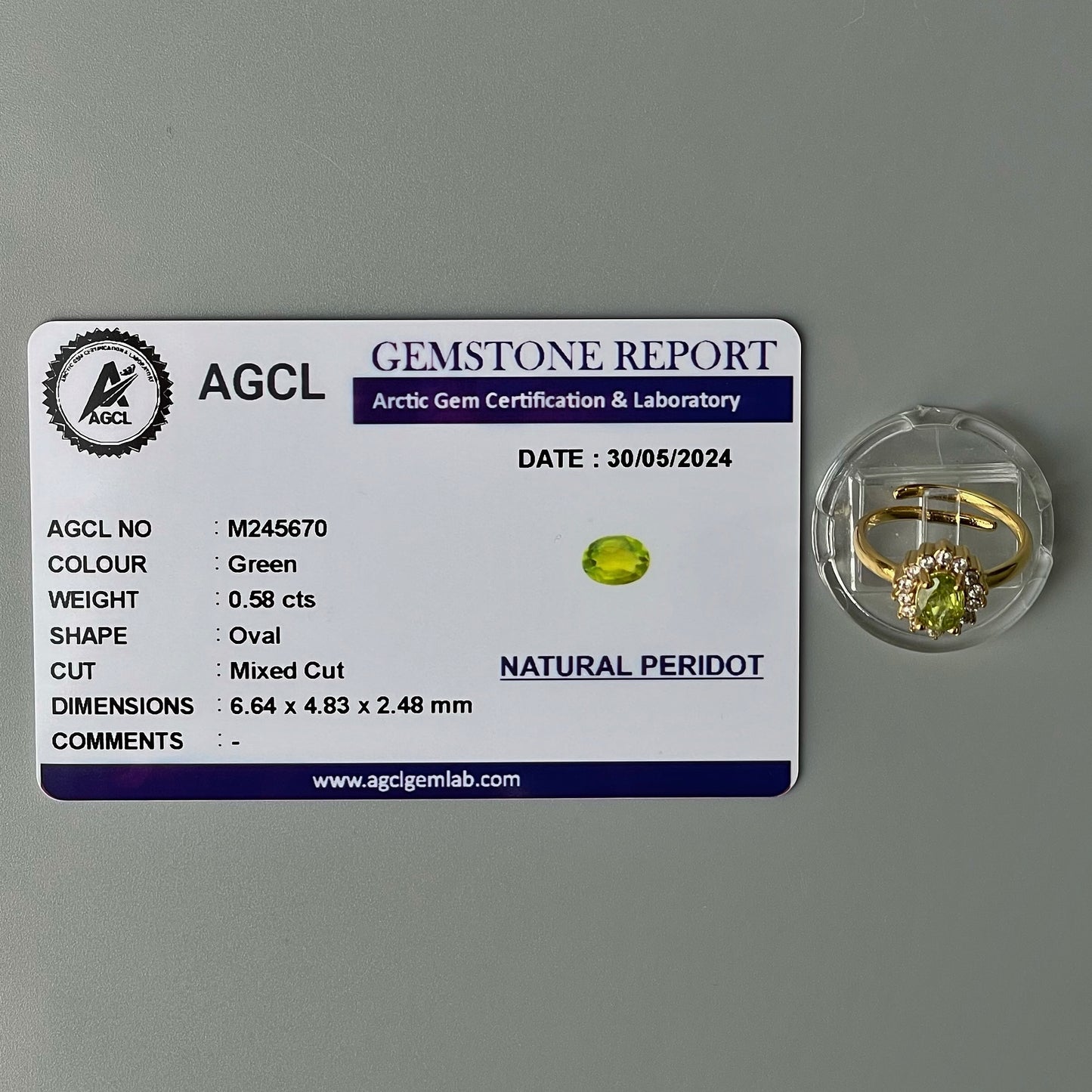 Peridot GEMSTONE Pawnable Adjustable Ring Women's Accessories with AGCL Certification