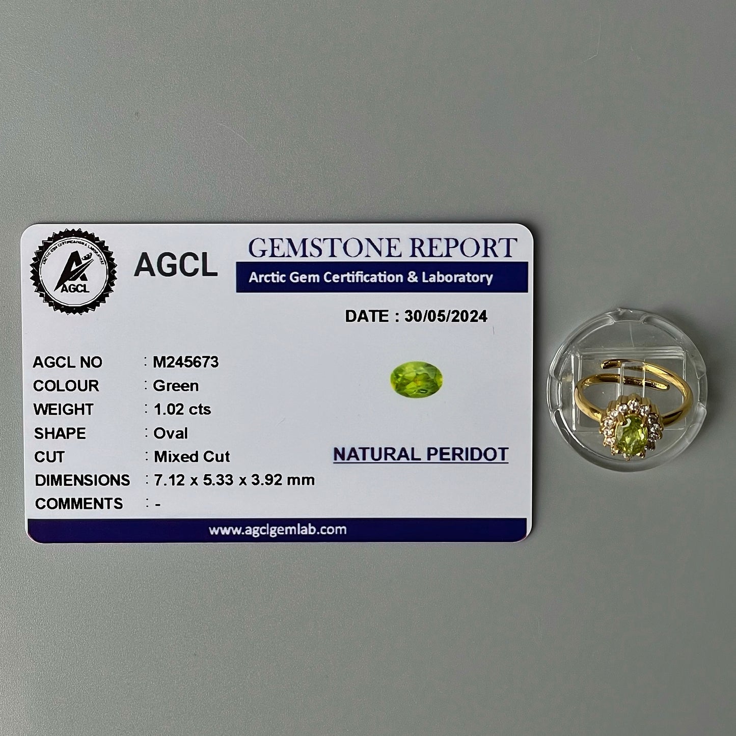 Peridot GEMSTONE Pawnable Adjustable Ring Women's Accessories with AGCL Certification