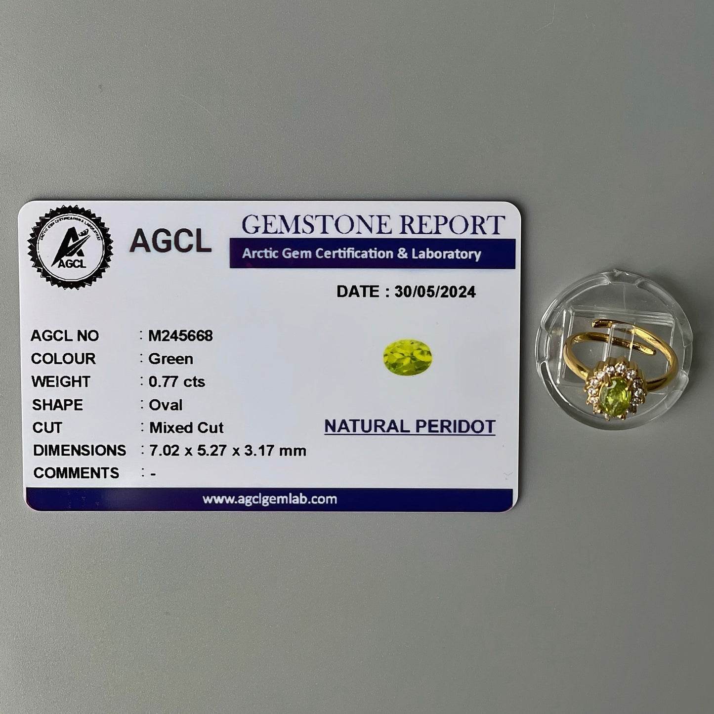 Peridot GEMSTONE Pawnable Adjustable Ring Women's Accessories with AGCL Certification