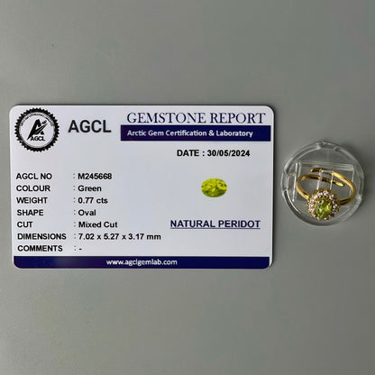 Peridot GEMSTONE Pawnable Adjustable Ring Women's Accessories with AGCL Certification