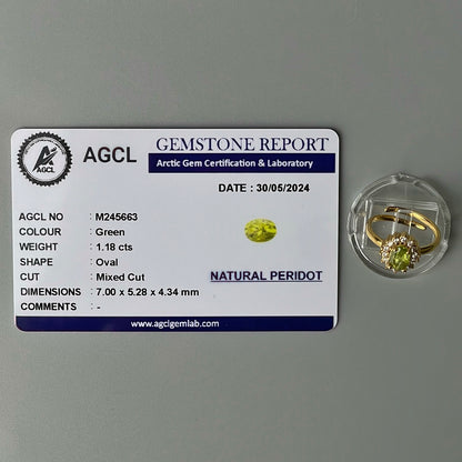 Peridot GEMSTONE Pawnable Adjustable Ring Women's Accessories with AGCL Certification