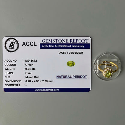 Peridot GEMSTONE Pawnable Adjustable Ring Women's Accessories with AGCL Certification