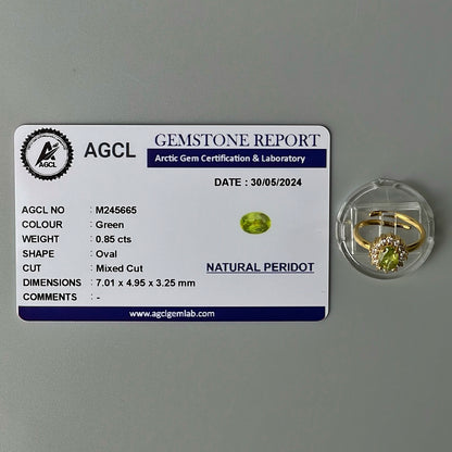 Peridot GEMSTONE Pawnable Adjustable Ring Women's Accessories with AGCL Certification