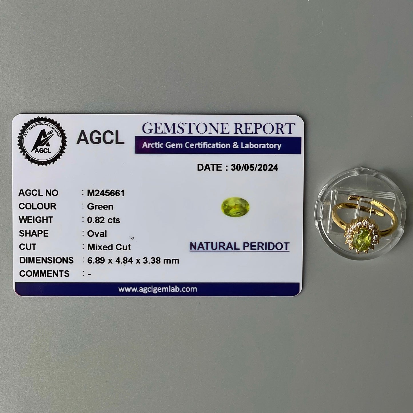 Peridot GEMSTONE Pawnable Adjustable Ring Women's Accessories with AGCL Certification