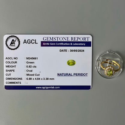 Peridot GEMSTONE Pawnable Adjustable Ring Women's Accessories with AGCL Certification