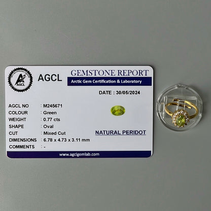 Peridot GEMSTONE Pawnable Adjustable Ring Women's Accessories with AGCL Certification