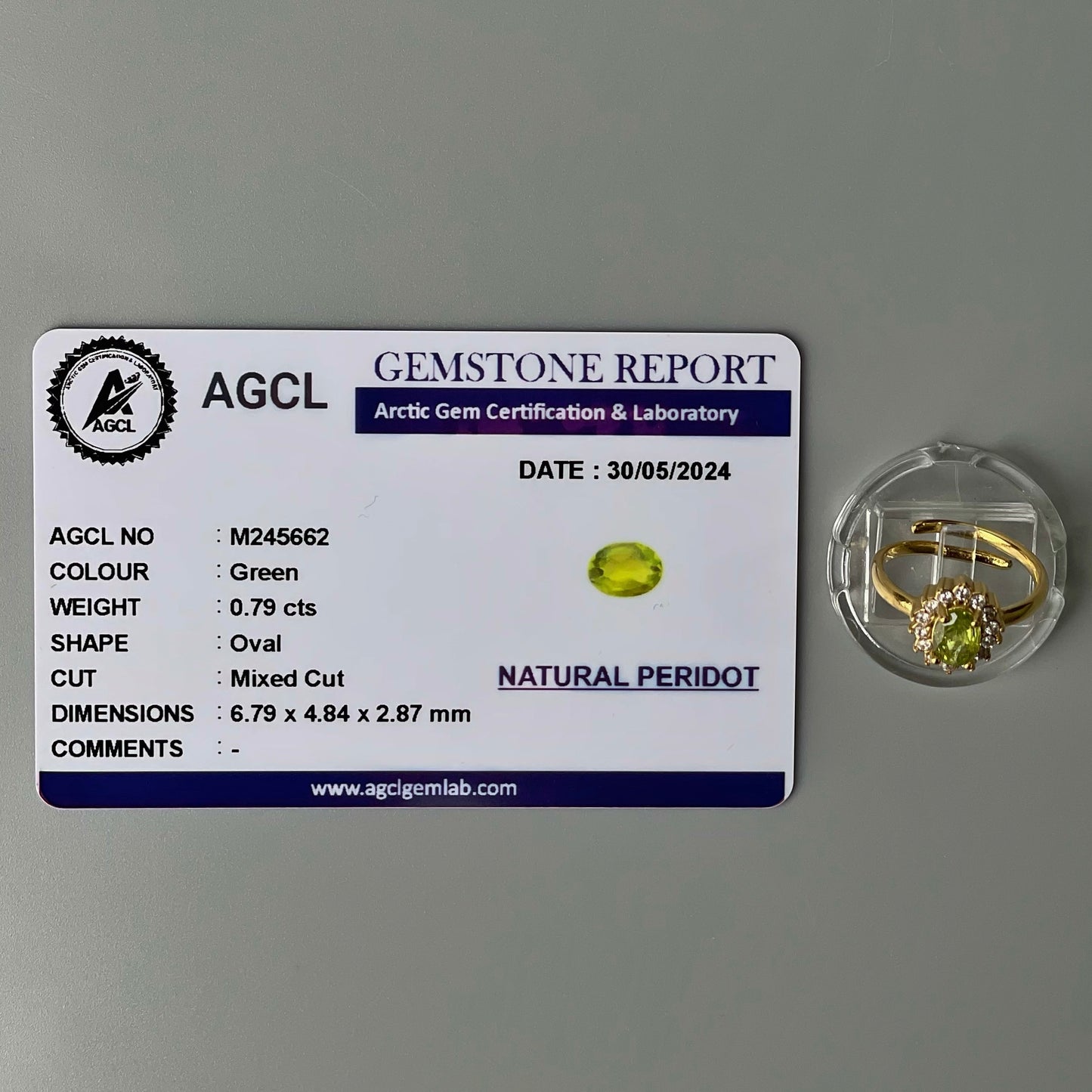 Peridot GEMSTONE Pawnable Adjustable Ring Women's Accessories with AGCL Certification