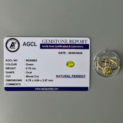 Peridot GEMSTONE Pawnable Adjustable Ring Women's Accessories with AGCL Certification