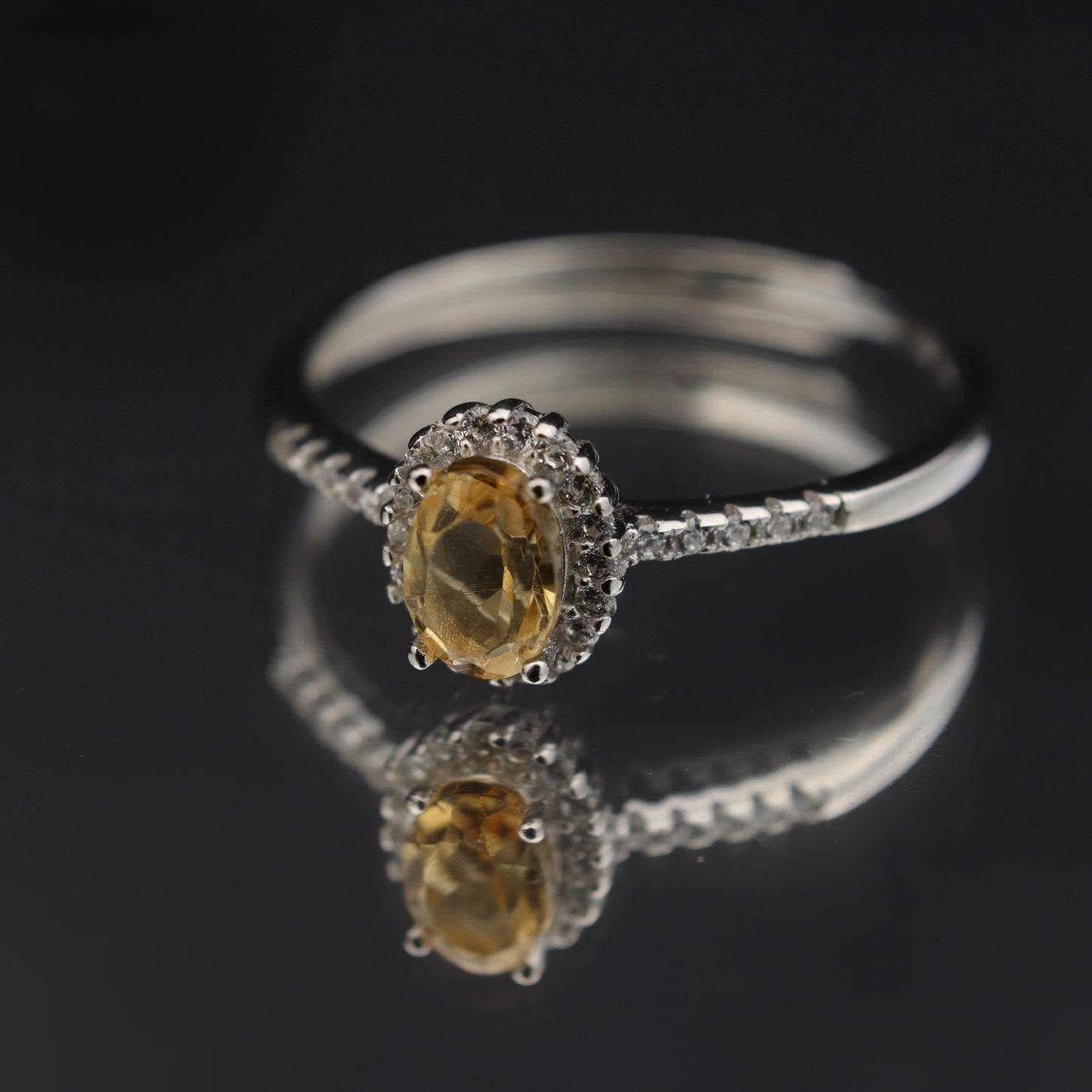 Silver Adjustable Ring Citrine Yellow Gemstone Pawnable Women's Accessories with AGCL Certification