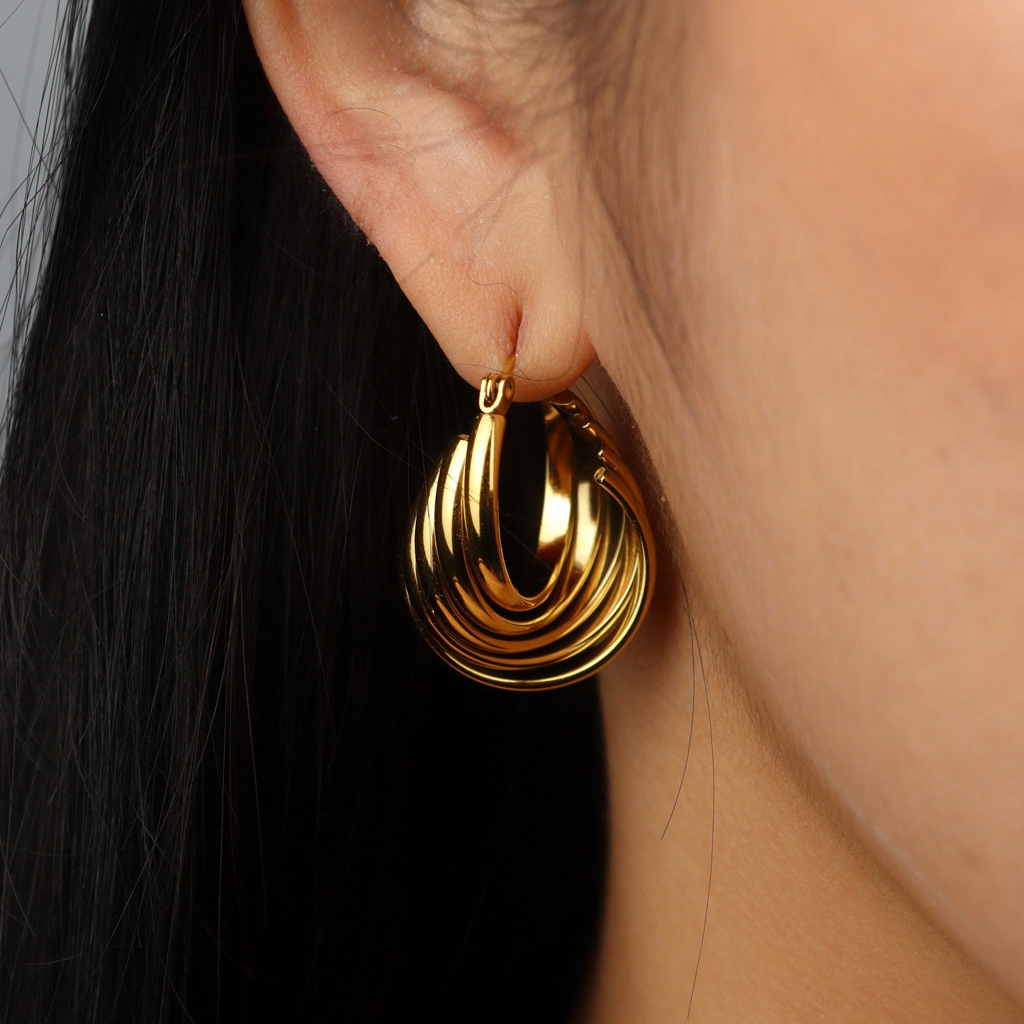 GENEVA 5 Layered Twisted U-Shaped Hoop Earrings