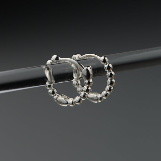 CALEB S925 Silver Beaded Dot Clip Earrings