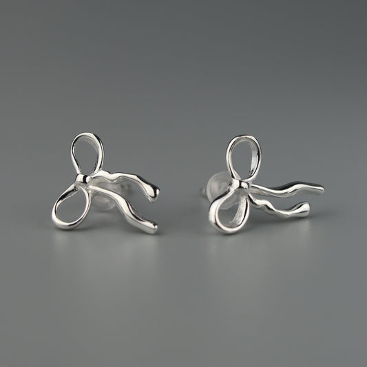 RUFFA S925 Silver Bowknot Mini Stud Earrings