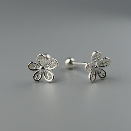 FIDDA S925 Silver Flower Mini Stud Earrings