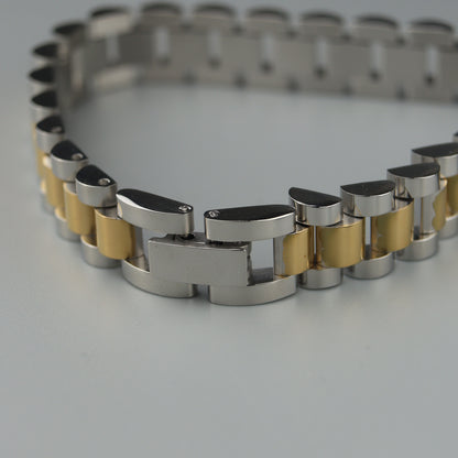 CYRUS Two Tone Strap Clasp Lock Bracelet