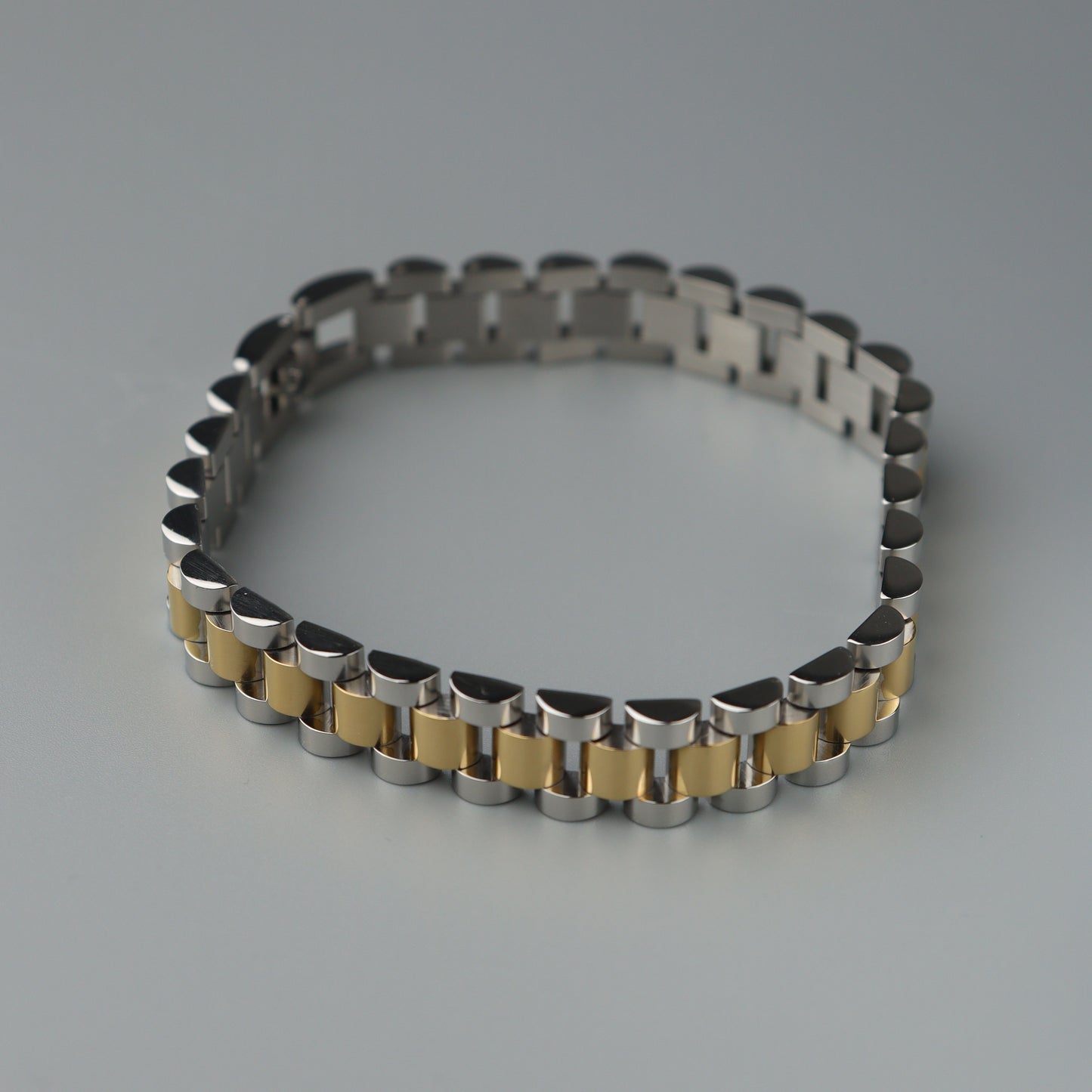 CYRUS Two Tone Strap Clasp Lock Bracelet