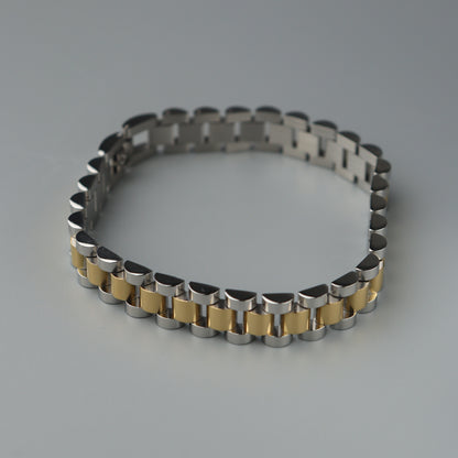 CYRUS Two Tone Strap Clasp Lock Bracelet