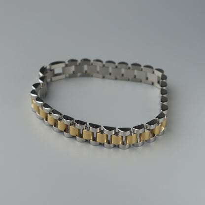 CYRUS Two Tone Strap Clasp Lock Bracelet