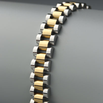 CYRUS Two Tone Strap Clasp Lock Bracelet