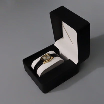 OMARIS Octagon Sides Rectangle Women's Fashion Quartz Leather Watch