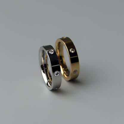 FALCO Silver/Gold Full Embedded Pattern Couple Rings