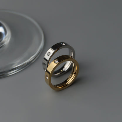 FALCO Silver/Gold Full Embedded Pattern Couple Rings
