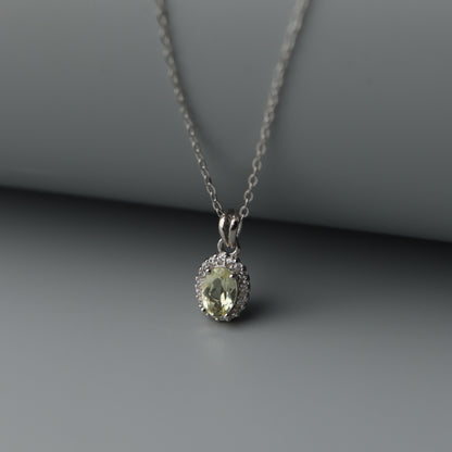 Oval Pendant Natural Citrine Light Yellow Quartz Gemstone S925 Silver Chain Necklace Pawnable with AGCL Certification